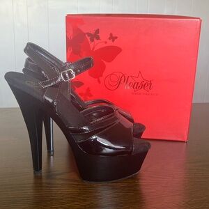 Pleaser Strappy 6 Inch Heels Black Size 9